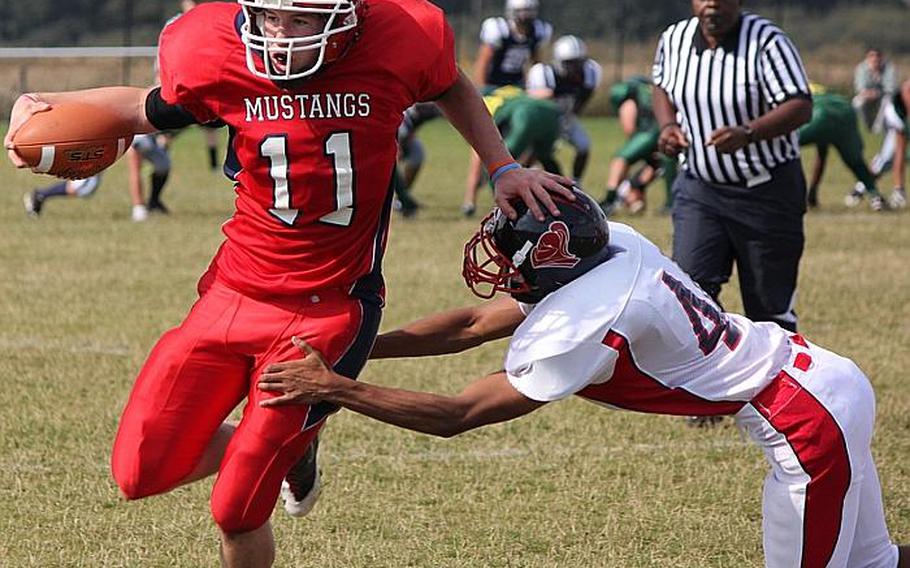 Menwith Hill quarterback Schuyler Backlar, a former tight end, ran for 835 yards last season.