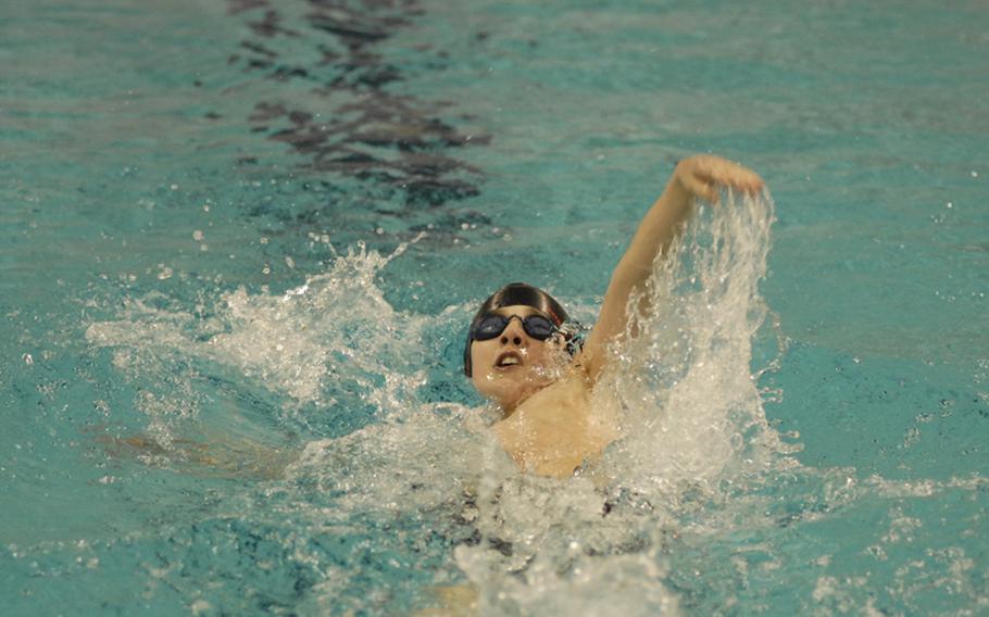 Dominic Scifo, 12, with the Lakenheath Barracudas, broke a league record on Sunday in the boys 12-year-old 200-meter Individual Medley.  Scifo's time of 2:37.54 shattered the previous European Forces Swim League record of 2:41.22, set in 2006.  Competition in the EFSL championships wrapped up Sunday at Eindhoven, Netherlands.