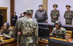 In this photo provided by the North Korean government, North Korean leader Kim Jong Un, center, visits the headquarters of the North Korean People’s Army’s 2nd Corps at an undisclosed place in North Korea Thursday, Oct. 17, 2024. Independent journalists were not given access to cover the event depicted in this image distributed by the North Korean government. The content of this image is as provided and cannot be independently verified. 