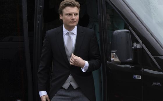 Incoming Defense Minister Ruben Brekelmans arrives to be sworn in at royal palace Huis ten Bosch in The Hague, Netherlands, Tuesday, July 2, 2024. 