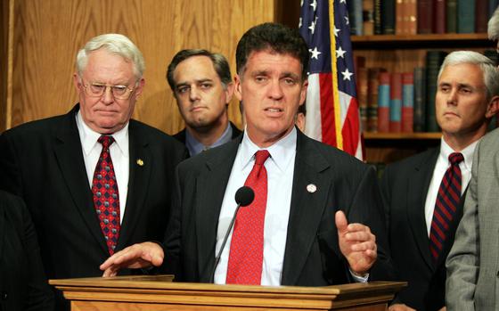 Then-Rep. Dave Weldon, R-Fla., speaks during a news conference on May 24, 2005, in Washington, D.C.