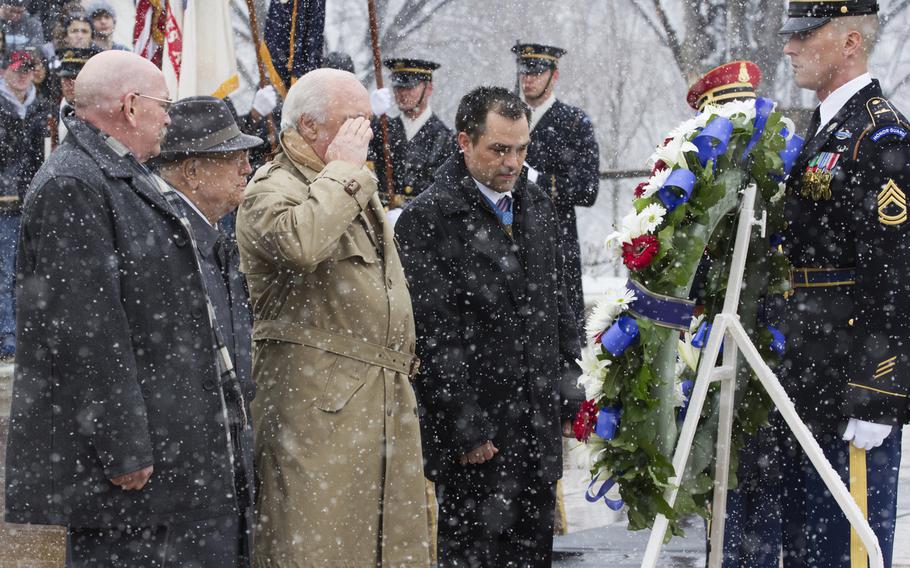 A wreath-laying ceremony at Arlington National Cemetery on Medal of Honor Day, March 25, 2014.