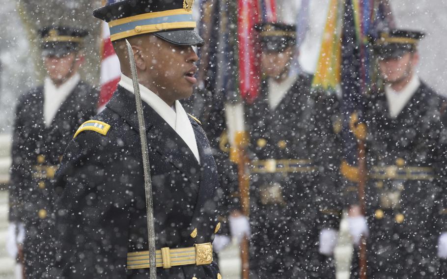 A wreath-laying ceremony at Arlington National Cemetery on Medal of Honor Day, March 25, 2014.