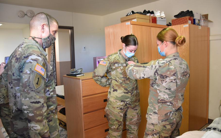 Sgt. Maj. of the Army Michael Grinston promoted two soldiers on the spot this month during a tour of the barracks at Fort Hood, Texas. He believed they had put in extra effort to make their barracks room a home and were also enthusiastic about their work in the infantry.