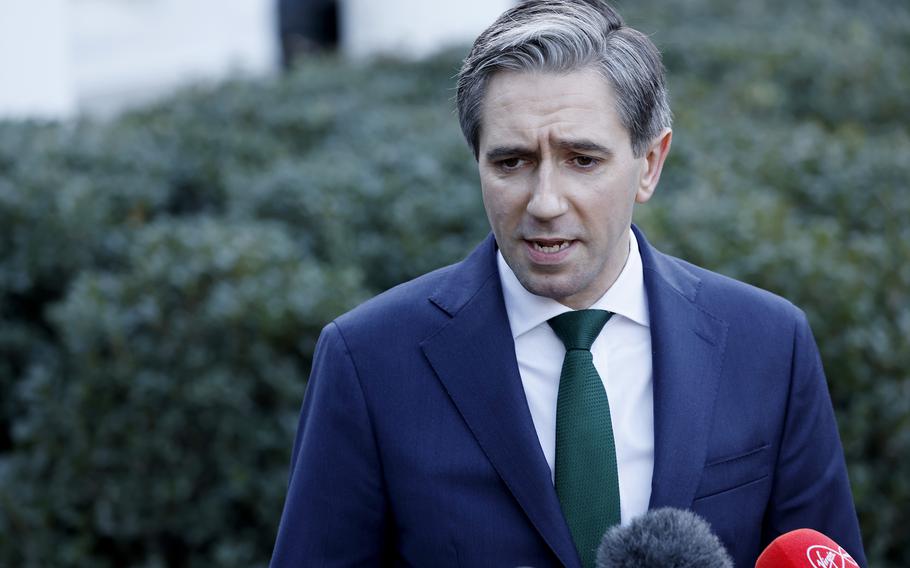 Taoiseach, Prime Minister of Ireland Simon Harris speaks to reporters after meeting with President Joe Biden at the White House on Wednesday, Oct. 9, 2024, in Washington, D.C. 