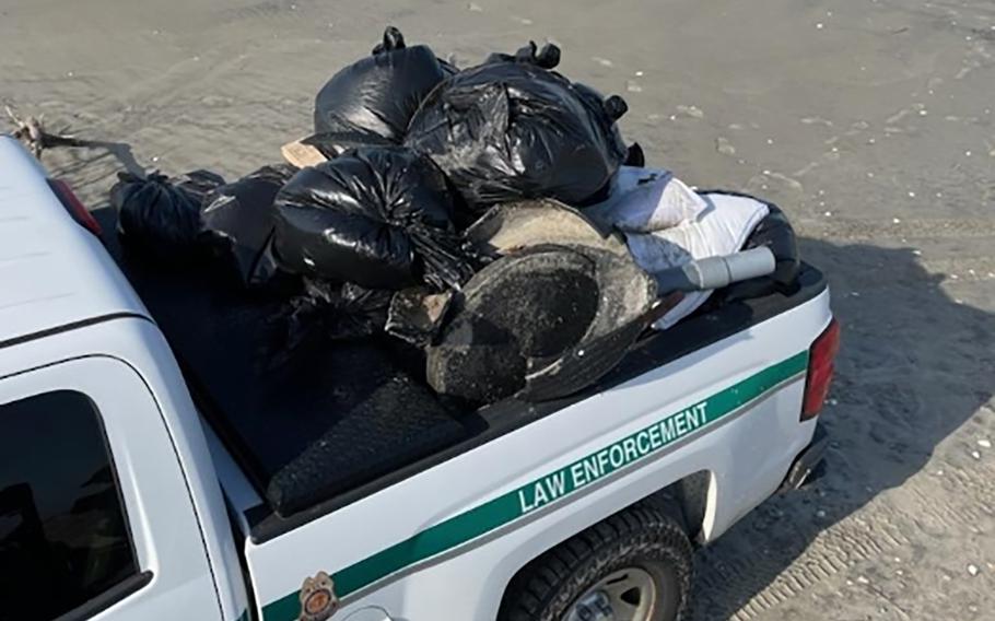 Debris suspected to be from the U.S. Navy was collected from North Carolina’s Cape Hatteras National Seashore beaches in April 2023.