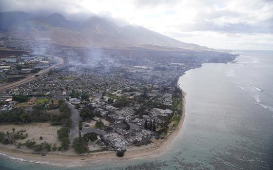 A wasteland of burned out homes and obliterated communities is left on Aug. 10, 2023, in Lahaina, Hawaii, following the wildfire that devastated the area. The parties in lawsuits seeking damages for last year’s Maui wildfires have reached a $4 billion global settlement, a court filing said Friday, Aug. 2, 2024. The agreement comes nearly one year after the deadliest U.S. wildfire in more than a century killed 102 people and destroyed the historic downtown area of Lahaina on Maui. 