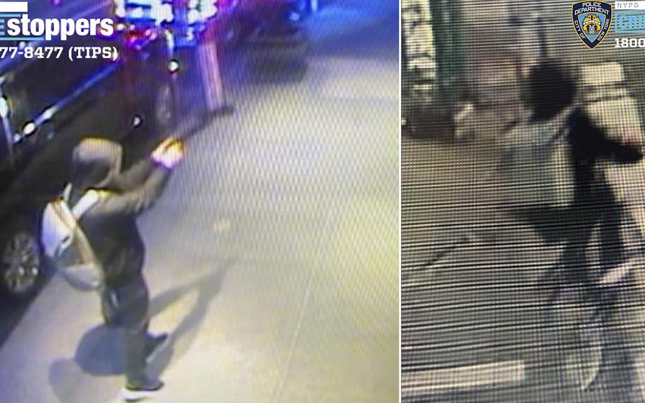 Images of a suspect outside a hotel in New York City.