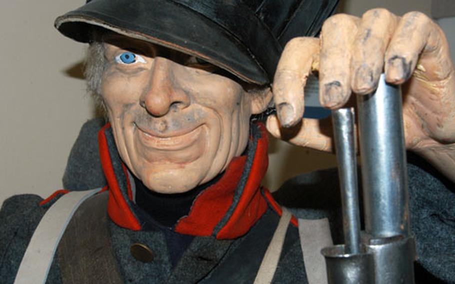 This museum model depicts a Prussian fusilier in the uniform of the 2nd Brandenburgischen Infantry-Regiment No. 12. This regiment was the first fighting unit to cross the stream.