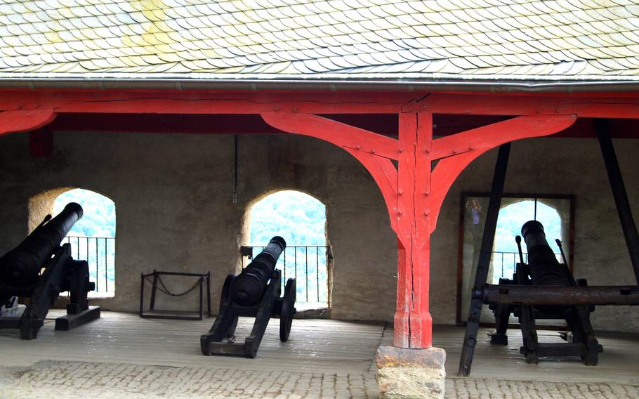 The cannons at Marksburg Castle in Braubach, Germany, are still strategically aimed at the Rhine River.