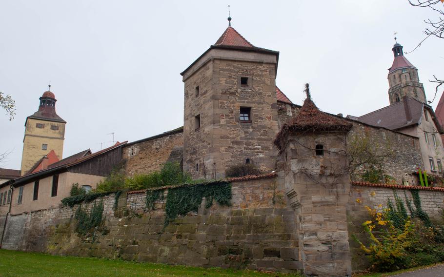 There are 38 remaining castle towers in Weissenburg that the public can  view. This one is near the Ellinger Gate.